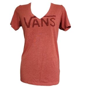 Vans Deep Red V-neck Tee Size Small